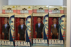 Obama action figures at Piedmont Stationers