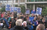 Opponents of Proposition 8 gathered outside the Philip Burton Federal Building in San Francisco.
