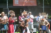 Members of the Elem Pomo Dancers from Clearlake during the Ohlone Basket Welcoming Celebration at OMCA. (Photo by Spencer Whitney)
