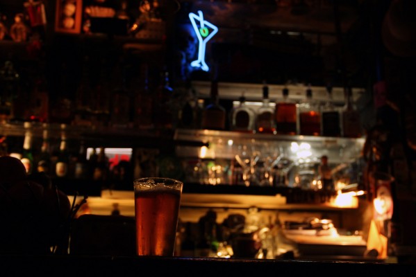 A beer sits on the bar at Cafe Van Kleef, a bar across the street from the Cathedral Building.