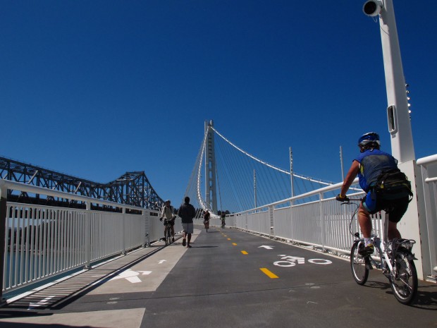 The new Alexander Zuckermann bike path at the Bay Bridge opened to the public Tuesday. Photo by Jake Nicol