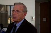Defense Attorney William DuBois speaks with the media on November 26 after filing a motion for 16-year-old Richard Thomas' case to be moved to juvenile court. Photo by James Reddick.