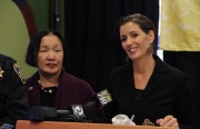 Incumbent Mayor Jean Quan looks on as Councilmember Libby Schaaf speaks at Youth Uprising before Schaaf had announced her own candidacy. Photo by Becca Andrews.