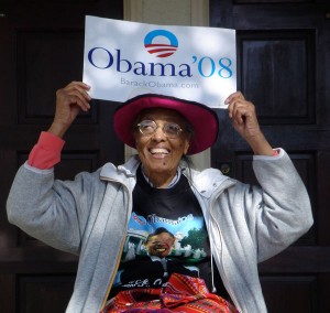 Clara West, 73, in her election day hat.