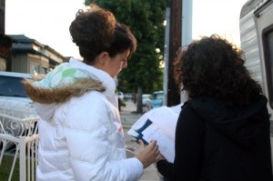 Anna and Yuli examine their route.