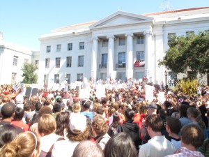 UC Budget cut Protesters at Sproul's Hall at noon, September 24.