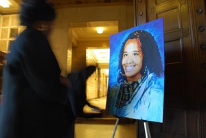 davis_signing Friends and family signed a portrait of Desiree Davis at her memorial at Mountain View Cemetery