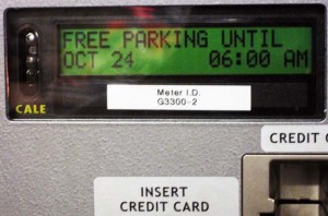 The parking meters expired after 6 PM.