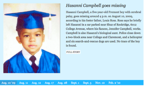 Click the link below to view an interactive timeline of Hasanni Campbell's disappearance and the community's search for him.
