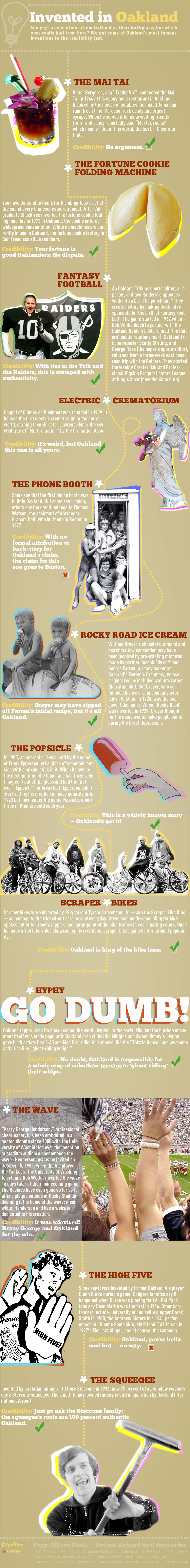 An infographic showing all of the things that were possibly invented in Oakland