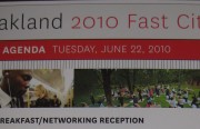 Agenda poster for Fast Cities breakfast