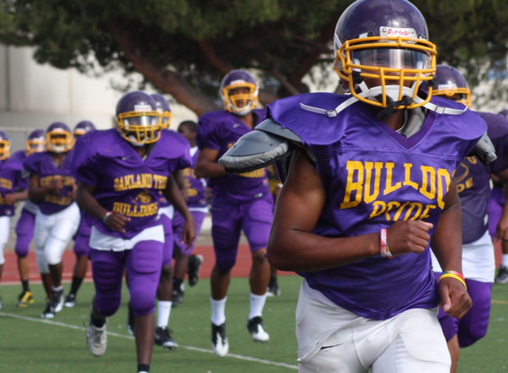 Players for the Oakland Tech Bulldogs