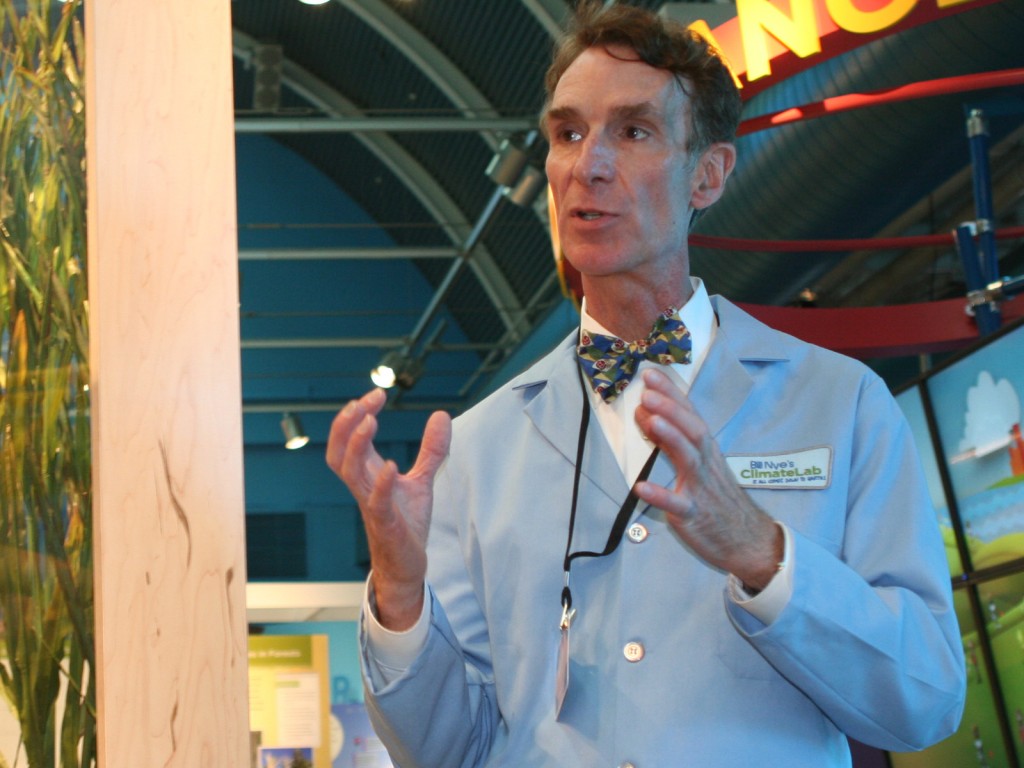 At a sneak preview of the new "Bill Nye's Climate Lab" exhibit at Chabot Space and Science Center, Bill Nye discussed the importance of teaching children about climate change.