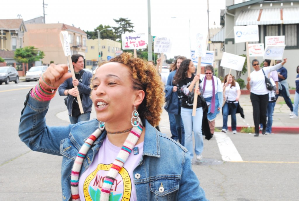 woman marching
