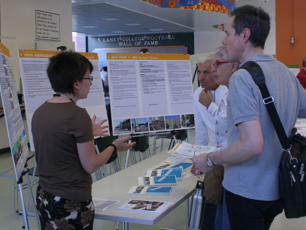 Downtown residents and community members learned about the City's plans to redevelop the area around the Lake Merritt BART Station Monday night
