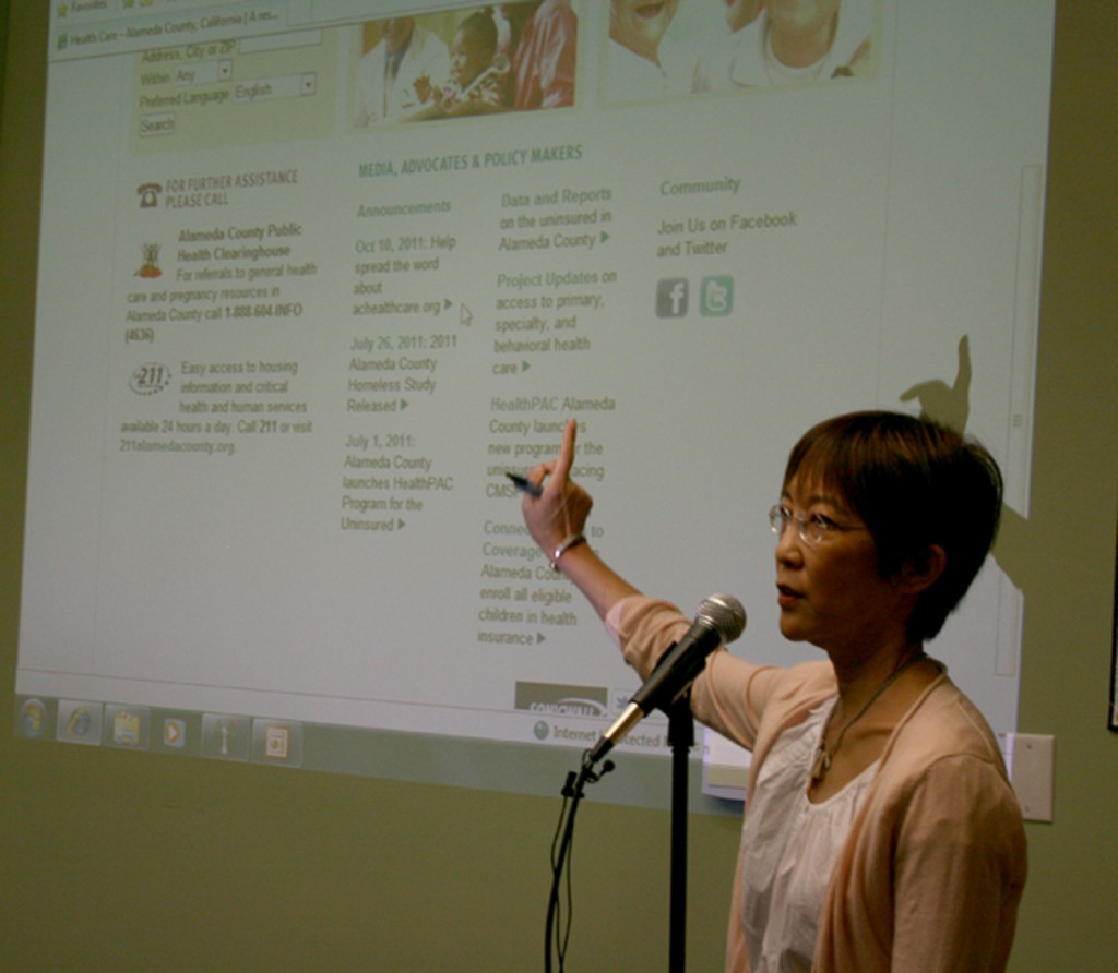 Alameda County supervisor Wilma Chan speaks at a press event for ACHealthCare.org, the first searchable free and low-cost health services database of its kind in the country.