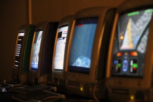 Monitors ring the walls at the MADE. Games of all genres and eras are available to play.