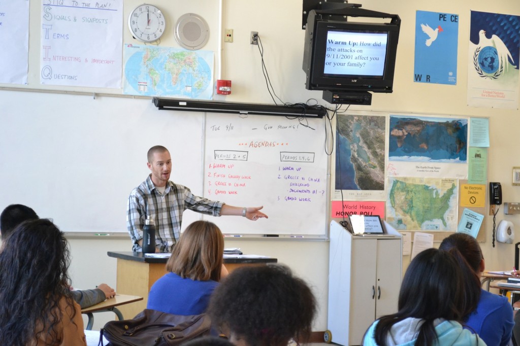 Patrick Friedman, a World History teacher at Oakland Technical High School, discusses life after September 11, 2001 with his students.