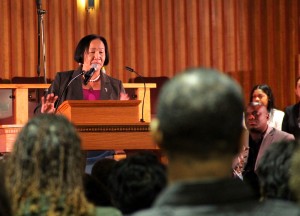 Oakland Mayor Jean Quan told community members that perpetrators of crimes were part of the Oakland community and the community should work to include them in society.