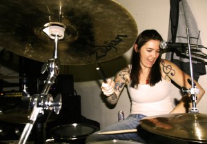 Mongelli on drums performing with Angels of Vice