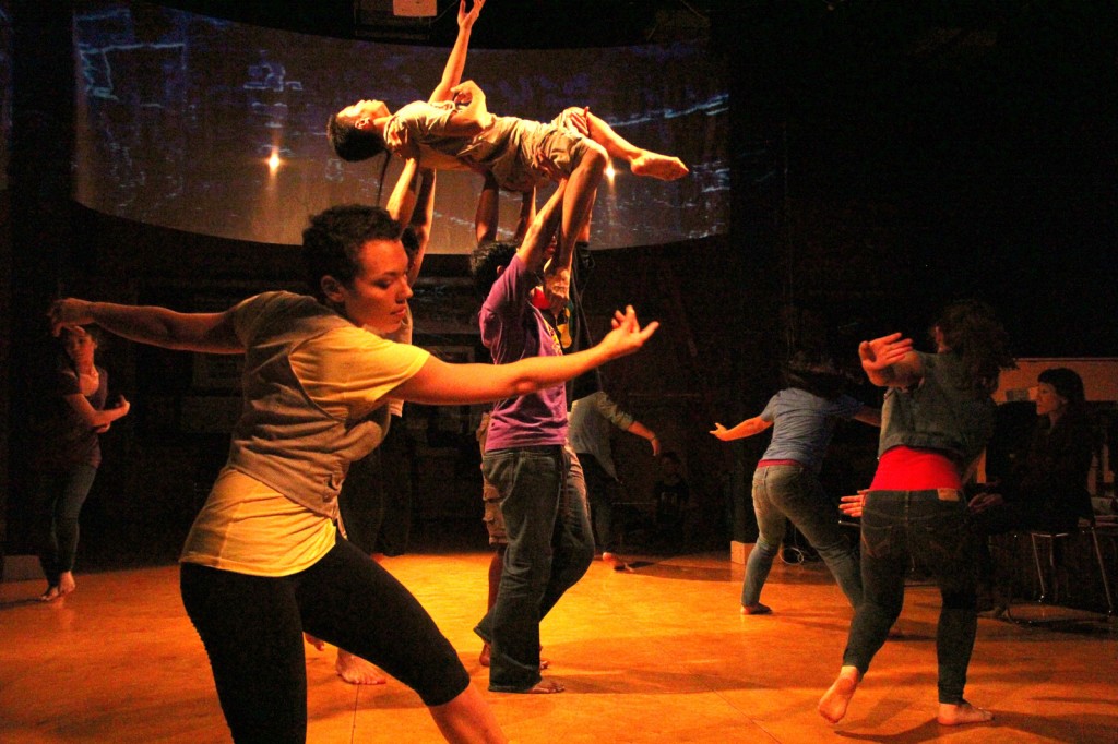 At at a dress rehearsal at Eastside Cultural Center on Wednesday September 19, dNaga dancers perform Freedom House: Dancing in the Flatlands. Photo by Vanessa Rancaño.
