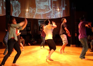 At at a dress rehearsal at Eastside Cultural Center on Wednesday September 19, dNaga dancers perform Freedom House: Dancing in the Flatlands. Photo by Vanessa Rancaño.