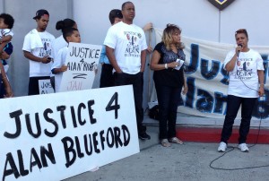 Jeralynn Blueford, Alan Blueford's mother, speaks through tears about her son.