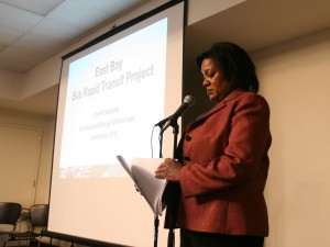 Beverly Greene prepares her notes before her presentation.