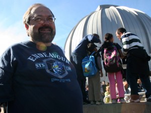 Local NASA enthusiast Keith Irwin sports his Endeavour tee shirt.