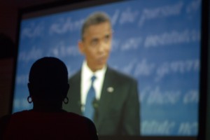 Oakland's Africans for Obama view the presidential debate. Photo by Mark Anderson.