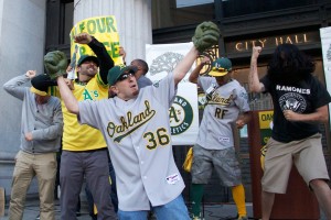 Fans demonstrate 'Balfour Rage' - the flamboyant gestures of the team's Australian closing pitcher.