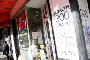 Outside The Breakroom Cafe, a vegan joint on the corner of 13th Street and Harrison. The Breakroom rolled out its Thanksgiving menu five days before the holiday.
