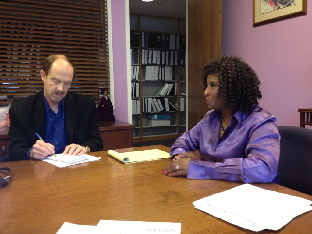 Oakland Attorney, Pamela Price speaks with reporters on Friday during a press conference about the alleged attack of comedian Katt Williams and her client Delvahn Mosley-Davis.