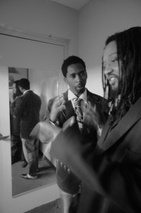 Kevin Epps and Kevin Weston catch up backstage through a conversation full of handmotions.