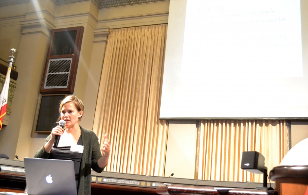 Code for America founder Jennifer Pahlka gives the keynote at CityCamp at City Hall.