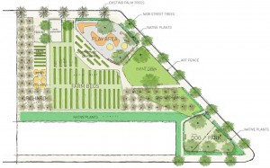 Blueprints for the new garden and park space include areas for community gardening, orchards, beekeeping and native plants.