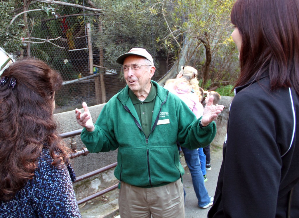 Harry Santi, a docent at the Oakland Zoo, has been leading the zoo's Animal Amore tour every Valentine's Day for the past twelve years.