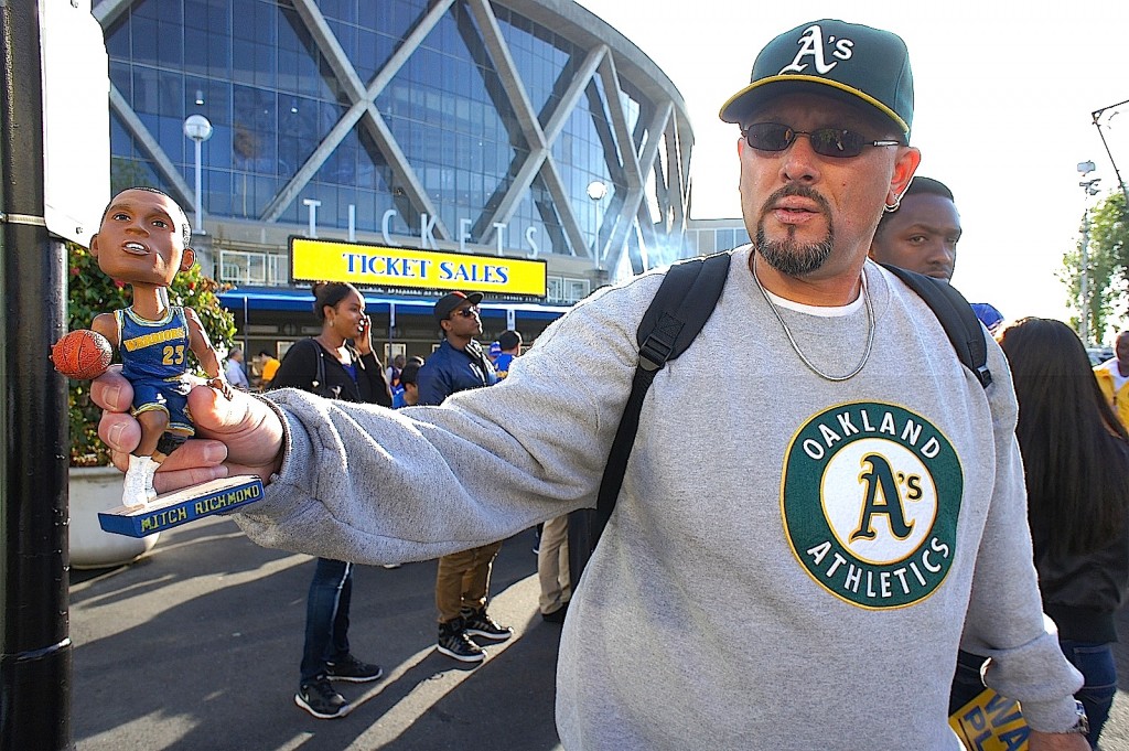 Tony, from Hayward, showed up early for the A's game and brought a boblehead doll of Mitch Richmond, in hopes of getting Richmond to sign it after he spoke during the Warriors' pregame show.