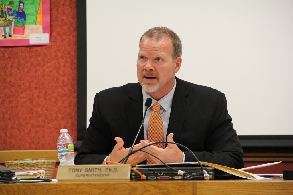 Superintendent Tony Smith at a school board meeting last fall. Photo by Lauren Kawana
