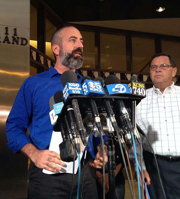 Tom Radulovich, BART board president, speaks to press shortly after the unions announced they would strike at midnight. Photo by Jason Paladino.