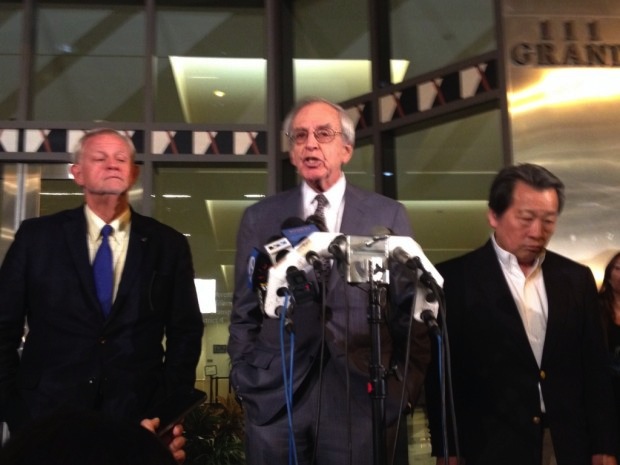 Federal Mediator George Cohen, middle, said progress has been made. Photo by Jennifer Chaussee.
