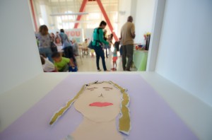 Paper portrait inside a cubby at Oakland's Museum of Children's Arts open house Oct. 5.