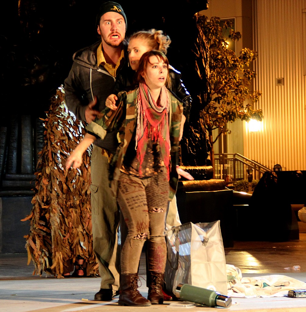 Ragged Wing Ensemble practices "Buried in the Body" at Uptown Art Park on Oct. 18. Photo by James Reddick.