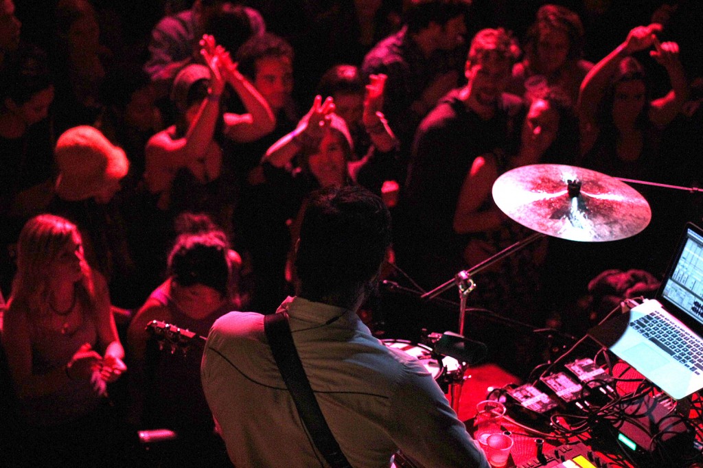 Oakland duo Dirtwire plays to a packed house at their show at The New Parish on January 17, 2014. Photo by James Reddick.