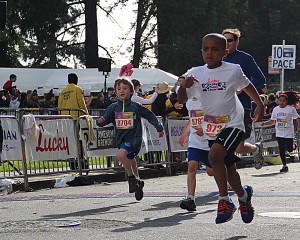 Kids 7 years and under ran 100 yards in the Kids Fun Run.