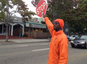 A crossing guard in Oakland.