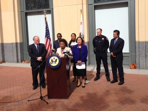 Congresswoman Barbara Lee, alongside Mayor Jean Quan, Alameda County Supervisor Keith Carson, and San Leandro Mayor Stephen Cassidy, announced Oakland and Richmond were chosen for the U.S. Department of Justice's Violence Reduction Network initiative.