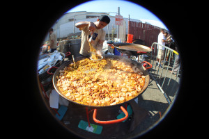 Paella, a typical Spanish dish, is served at one of the food trucks of the event. Photo by Melina Tupa