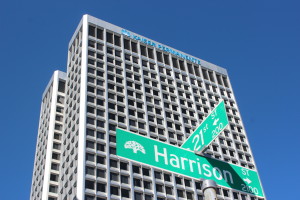 A view of the Kasier complex from Lake Merrit.