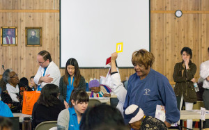 People in a large room